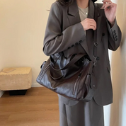 Women's Shoulder Bag - Multi-Pocket with Zip Details