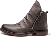 Men's Ankle Boots - Side Zip with Low Heel