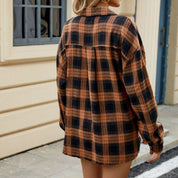 Women's Plaid Shirt - Button-Front with Chest Pockets