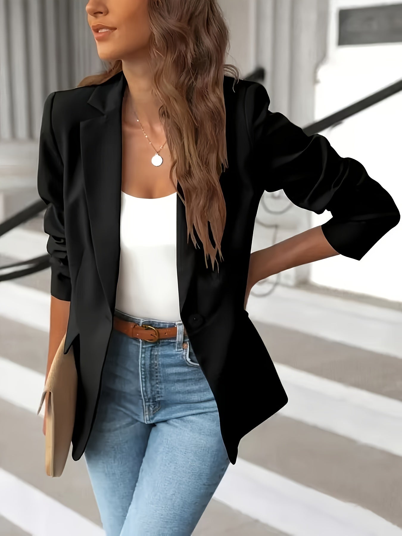 Women's Blazer - Tailored Fit with Notch Lapel Collar