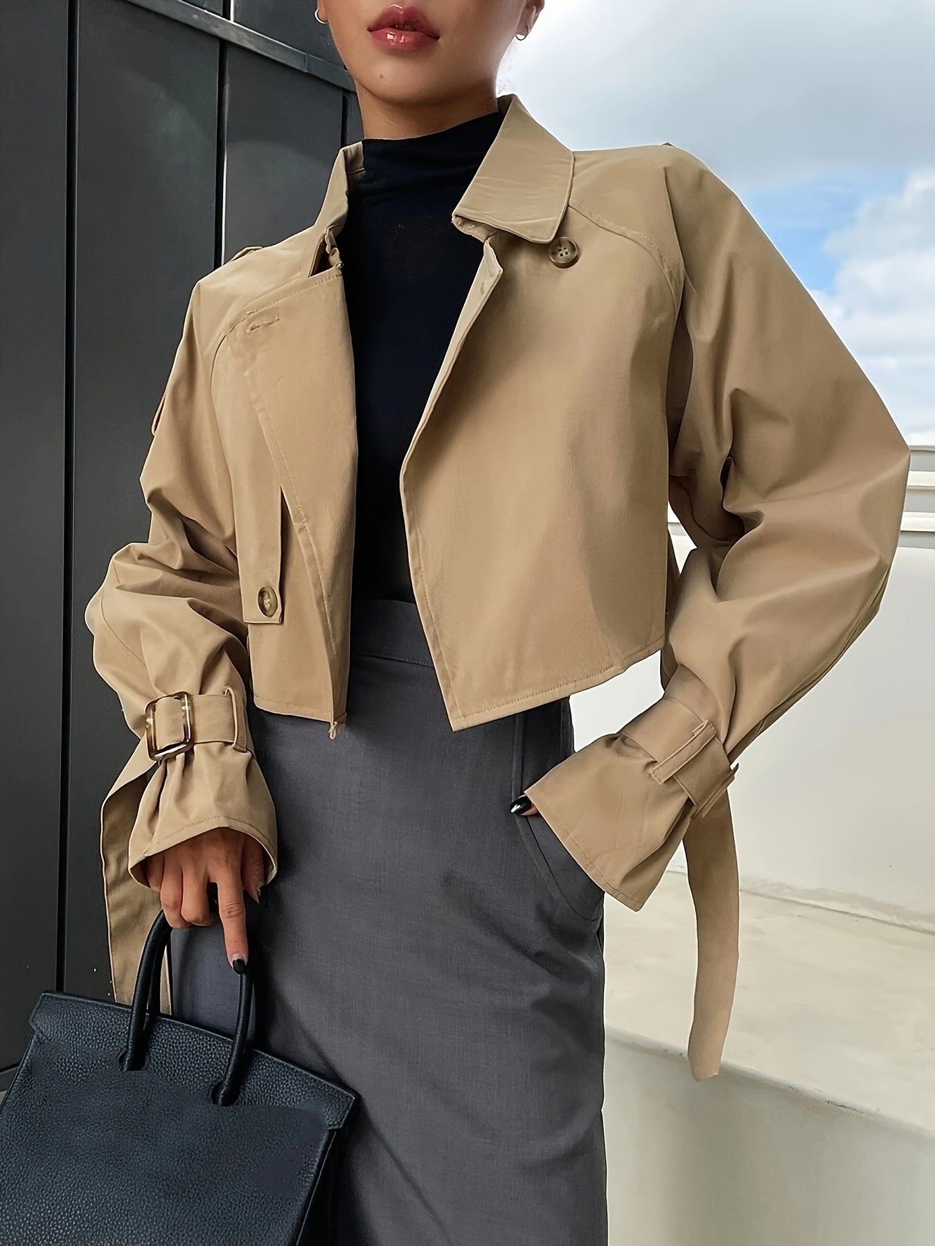 Women's Stylish Crop Trench Coat - Comfortable & Elegant