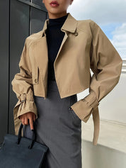 Women's Stylish Crop Trench Coat - Comfortable & Elegant