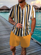 Stylish Striped Shirt and Shorts Set for Men