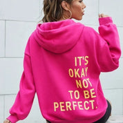Women's Hoodie - Slogan Print with Kangaroo Pocket