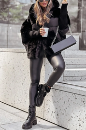 Women's Winter Jacket - Hooded Padded with Plush Panel Design