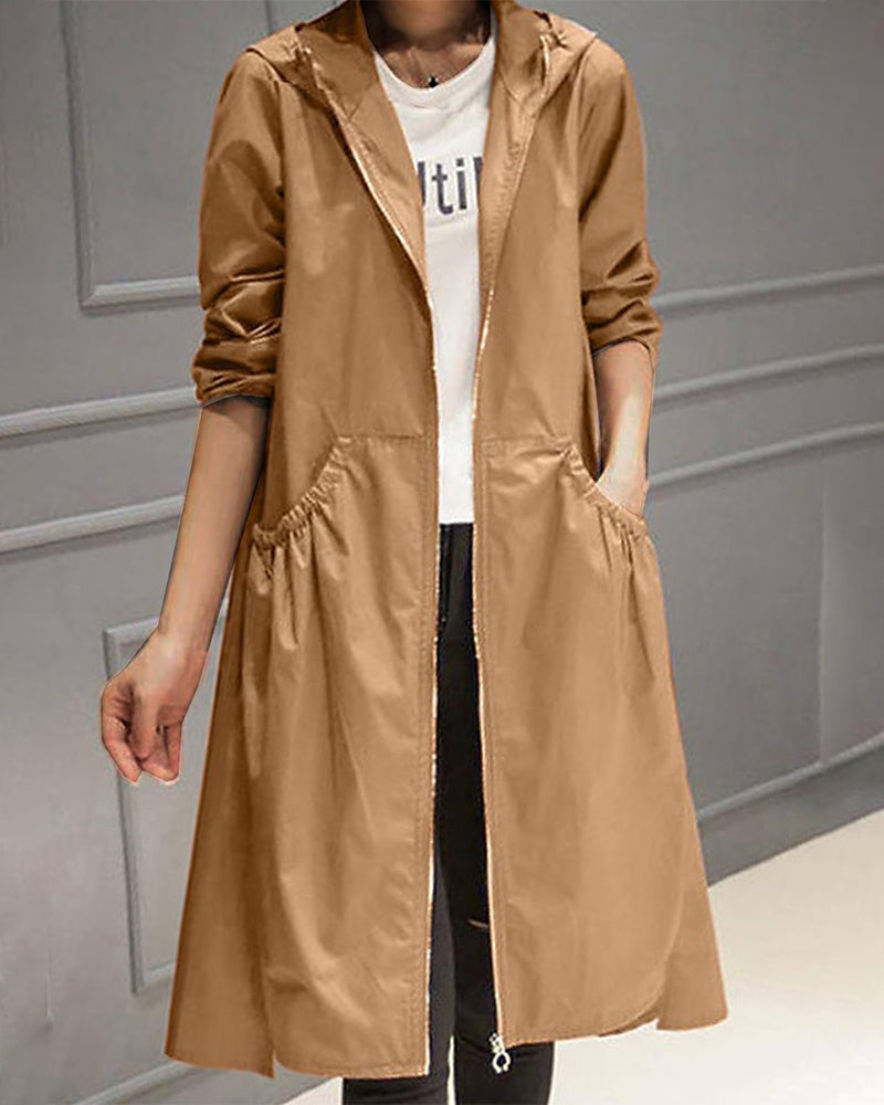 Women's Waterproof Long Jacket - Hooded Outerwear