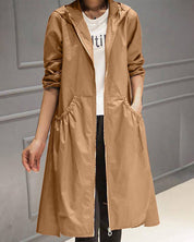 Women's Waterproof Long Jacket - Hooded Outerwear
