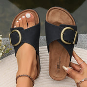 Comfortable Slip-On Sandals with Buckle Detail for Women