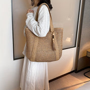 Women's Woven Beach Tote Bag - Versatile Summer Style