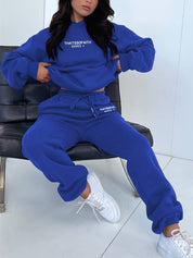Women's Hoodie and Jogger Set - Drawstring Waist