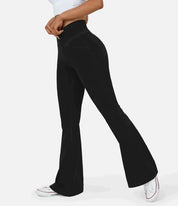 Women's High-Waisted Flared Jeans - Crisscross Waist
