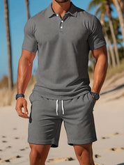 Breathable Polo and Shorts Set for Men