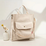 Women's Corduroy Shoulder Tote Bag - Stylish Spacious Versatile