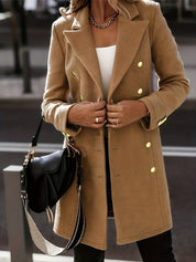 Women's Double-Breasted Winter Coat - Tailored Fit