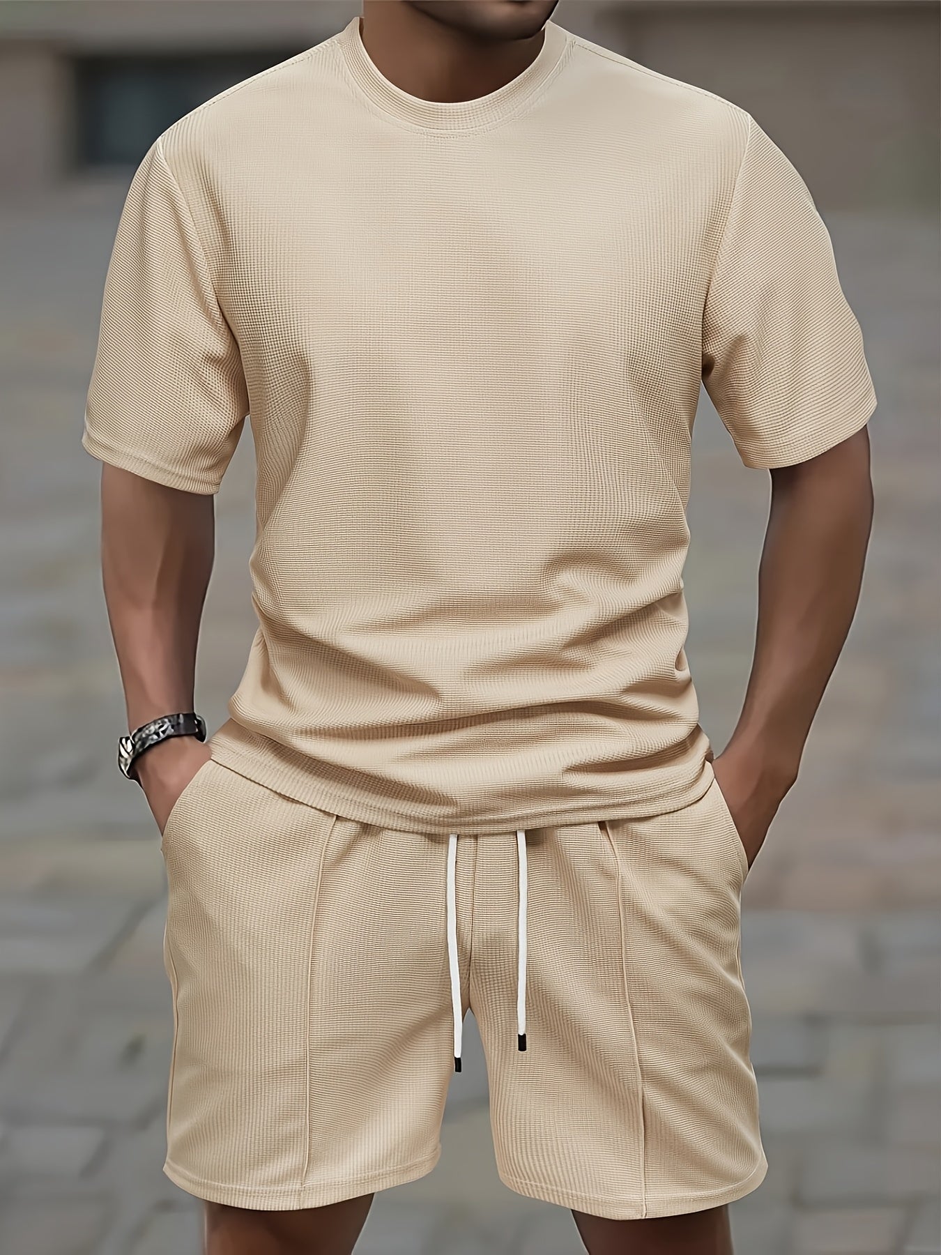 Comfortable Waffle Knit Lounge Set for Men