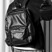 Men's Black Waterproof Leather Travel Backpack - Durable & Organised