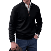 Men's Jumper - Quarter-Zip with Ribbed Cuffs