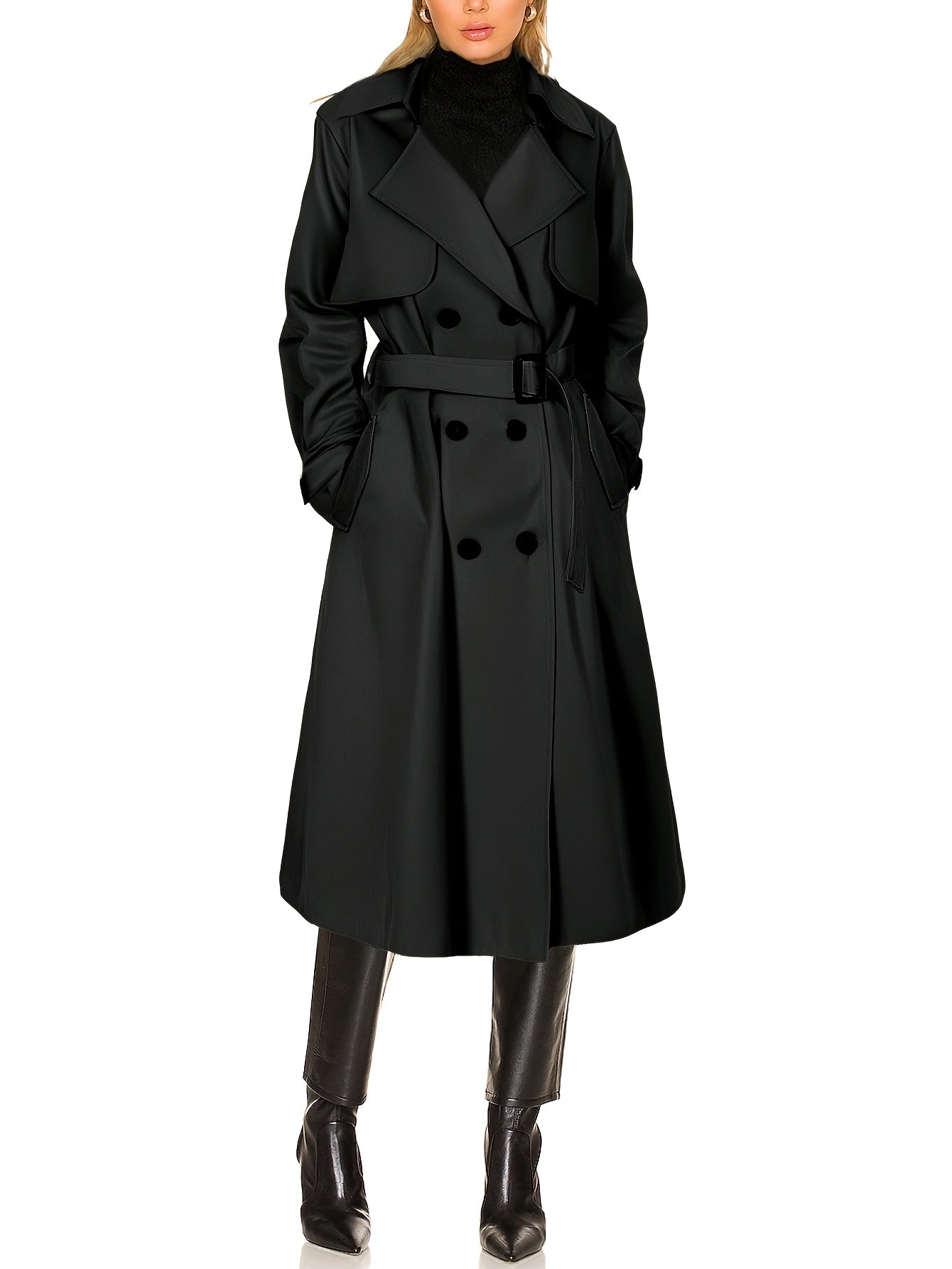 Women's Elegant Long Trench Coat - Windproof & Comfortable