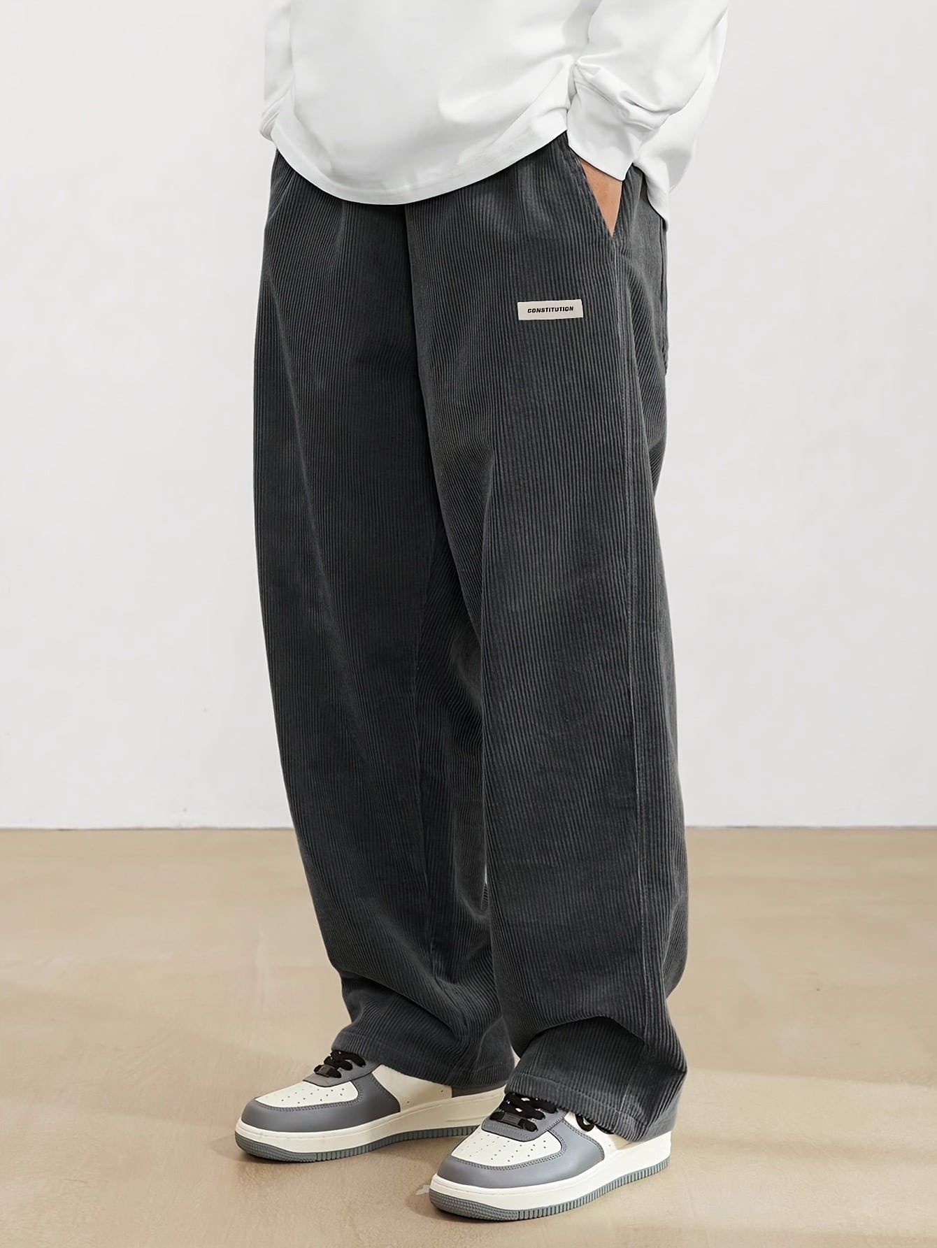 Men's Ribbed Trousers - Wide Leg and Straight Fit