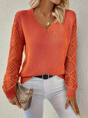Chic V-Neck Sweater with Cut-Out Detail for Women | Katie