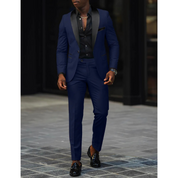 Men's Blazer and Trousers Set - Shawl Lapel with Contrast Colour