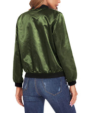 Women's Bomber Jacket - Full Zip with Side & Sleeve Pockets