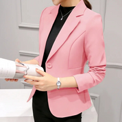 Women's Blazer - One-Button Closure with Notch Lapel Collar