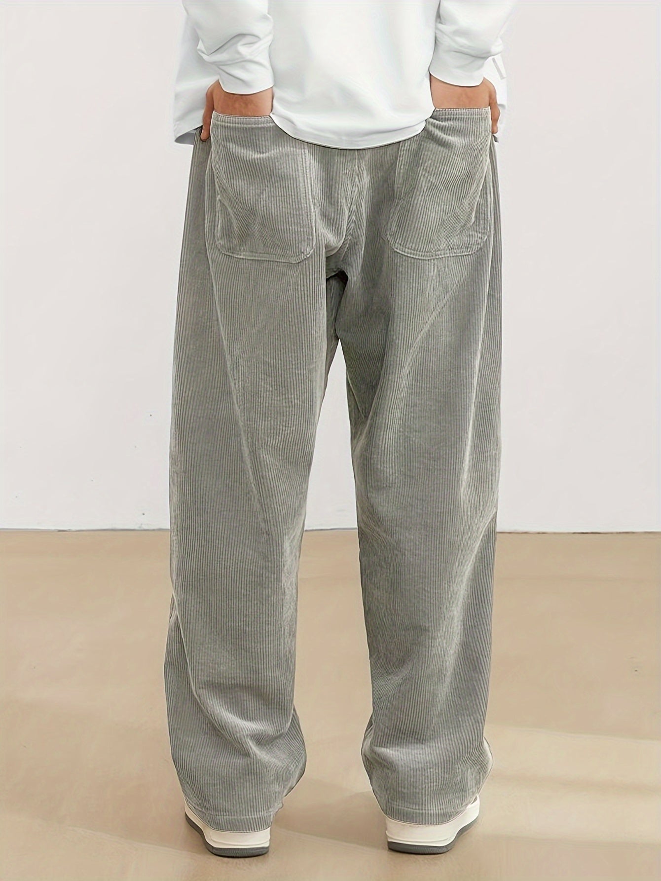 Men's Ribbed Trousers - Wide Leg and Straight Fit