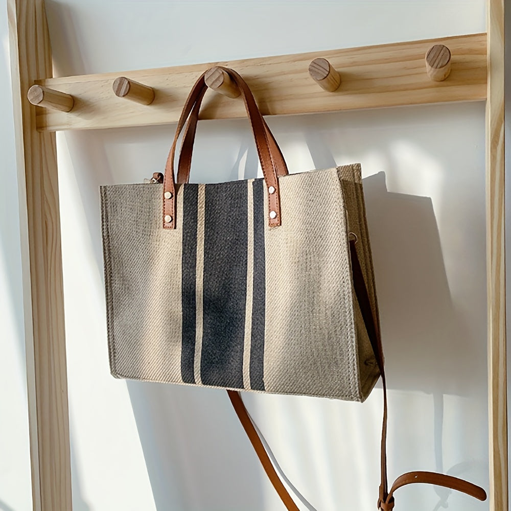 Women's Striped Tote Bag - Versatile Everyday Style