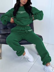 Women's Hoodie and Jogger Set - Drawstring Waist
