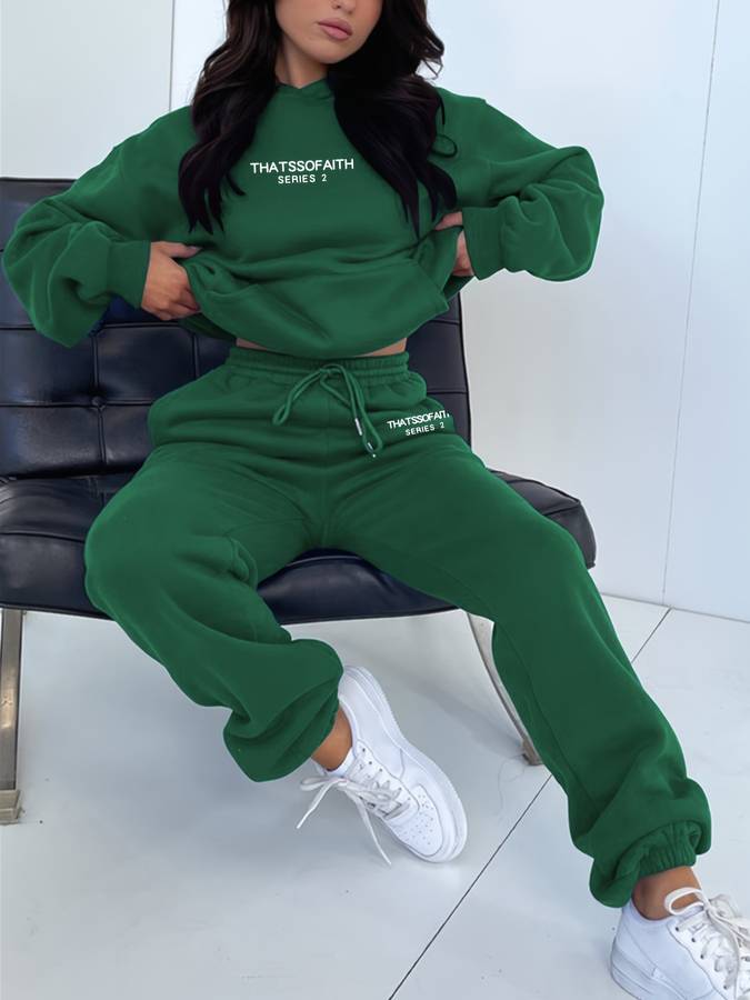 Women's Hoodie and Jogger Set - Drawstring Waist