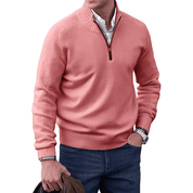 Men's Jumper - Quarter-Zip with Ribbed Cuffs