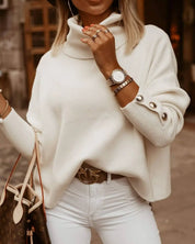 Women's Stylish Knitted Jumper - Roll Neck Style