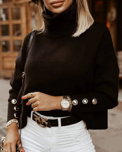 Women's Stylish Knitted Jumper - Roll Neck Style
