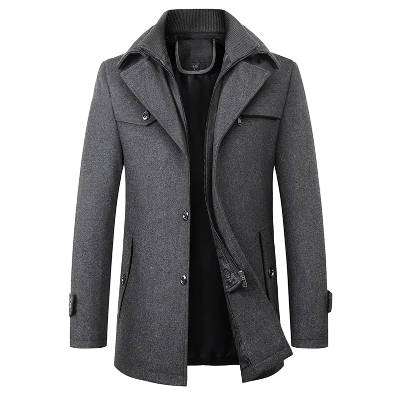 Men’s Coat – Lapel Neck with Internal Zip Closure
