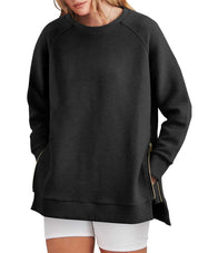 Women's Sweatshirt - Side Zippers with Textured Finish