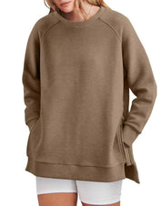 Women's Sweatshirt - Side Zippers with Textured Finish