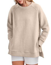 Women's Sweatshirt - Side Zippers with Textured Finish