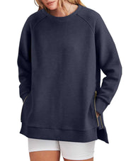Women's Sweatshirt - Side Zippers with Textured Finish
