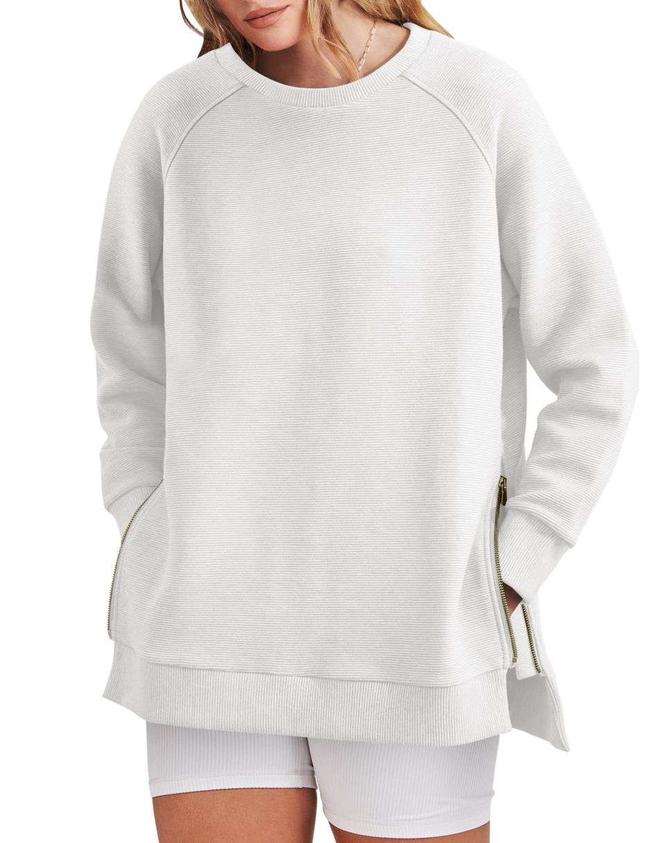 Women's Sweatshirt - Side Zippers with Textured Finish