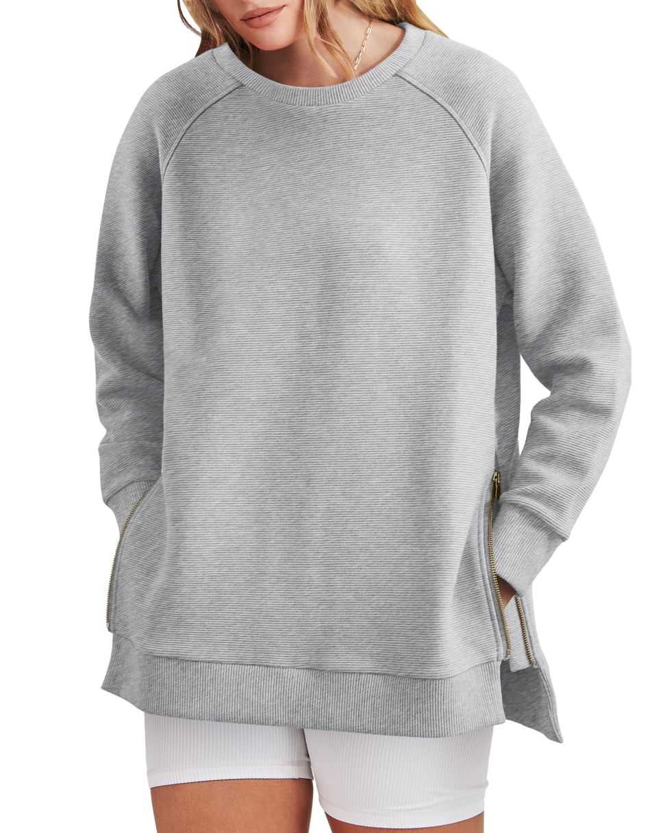 Women's Sweatshirt - Side Zippers with Textured Finish