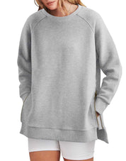 Women's Sweatshirt - Side Zippers with Textured Finish