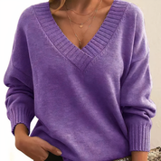 Women's Jumper - V-Neck with Ribbed Cuffs