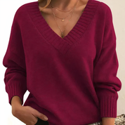Women's Jumper - V-Neck with Ribbed Cuffs