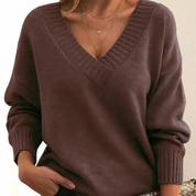 Women's Jumper - V-Neck with Ribbed Cuffs