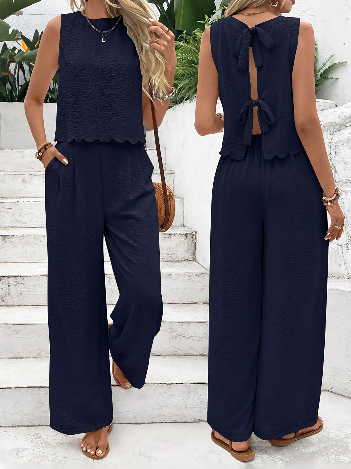 Stylish and Flowy Top and Trousers Set for Women