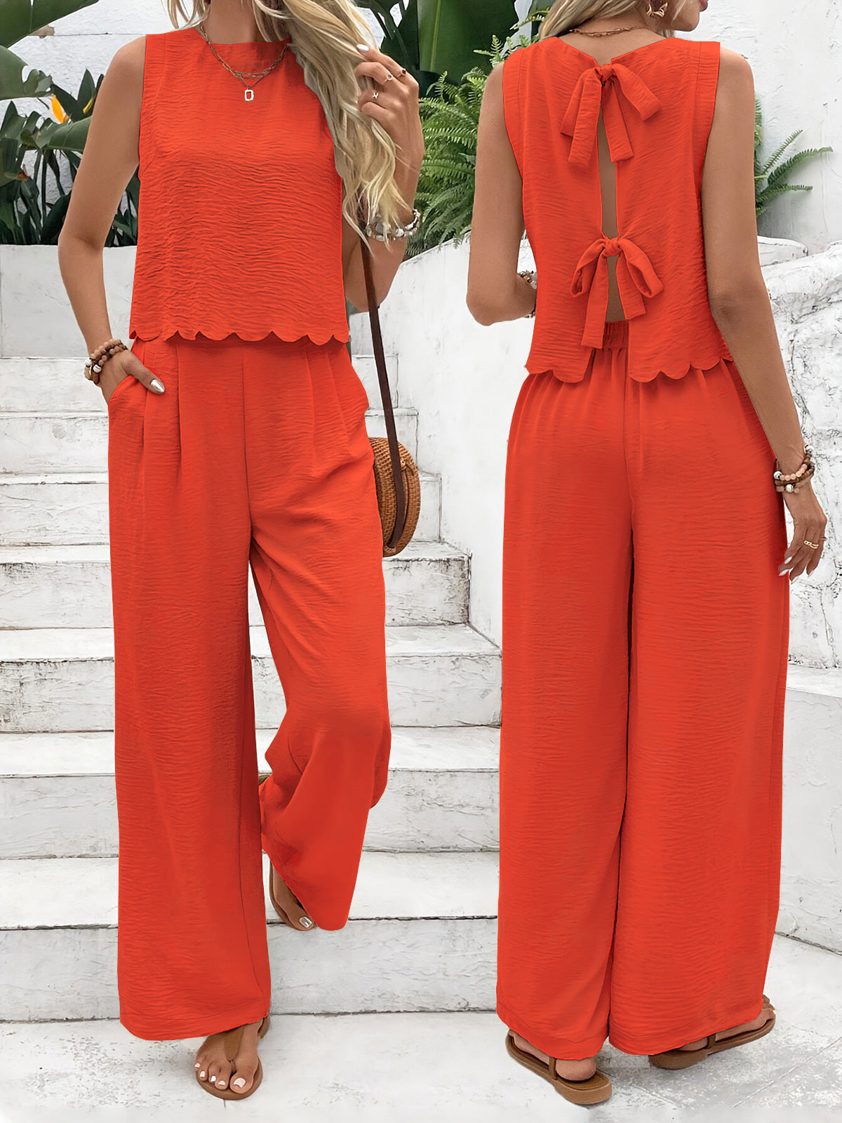Stylish and Flowy Top and Trousers Set for Women