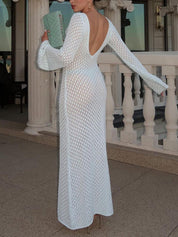 Chic Crochet Knit Maxi Dress for Women
