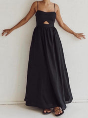 Flowy Black Maxi Dress for Women