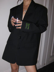 Women's Oversized Blazer - Longline with Single-Breasted Cut